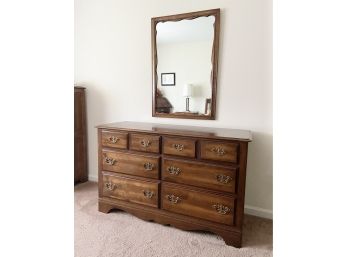 Ethan Allen Dresser And Mirror With Pineapple Hardware