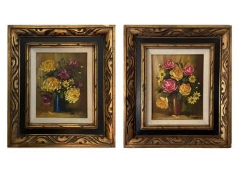 Artist: Kearns, Pair Of Vintage Floral Still Life Paintings