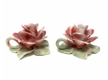 Made In Italy For Lord & Taylor Rose Candle Holders