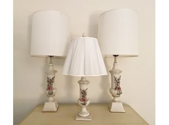 Trio Of Floral Vintage Table Lamps