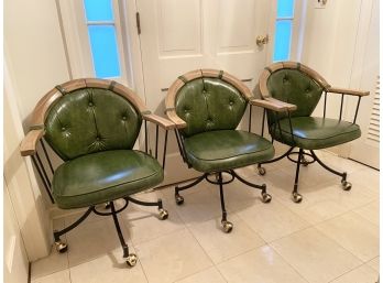 Midcentury Rolling Upholstered Chairs