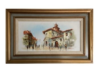 Clark Signed Midcentury Cityscape Oil Painting