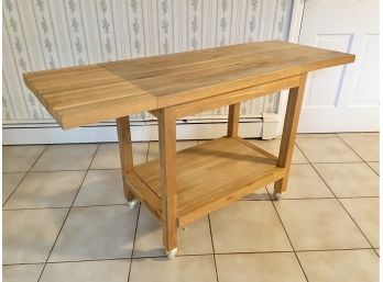 Wooden Rolling Extendable Kitchen Or Bar Cart