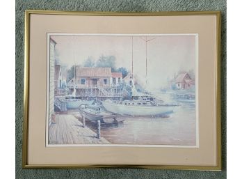 Vintage Boats At Dock Artwork