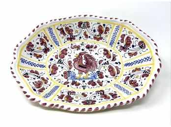 Ceramiche Sberna, Deruta Italy Rooster Serving Dish