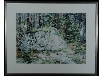 GRAYDON MAYER (20th C) 'Moss Covered Boulder In Woods'