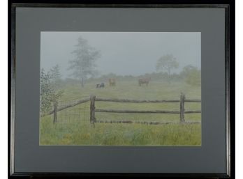 BILL JEWELL (20th / 21st C) 'cattle In The Field On A Misty Day'