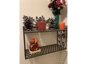 Two Tier Decorative Metal Wall Shelf