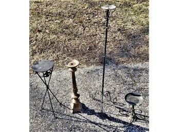 Group Of Four Iron And Metal Candlesticks & Holders