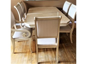 Fabulous Contemporary Dining Table With One Leaf And Six Chairs