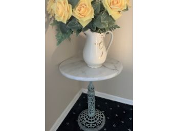 Small Marble Top Stand And Vase