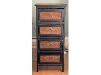 Rattan And Wood Four Drawer Chest