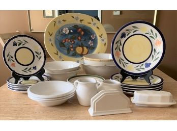 Large Gorup Of Ceramic Plates, Platters & Bowls - 23 PIeces