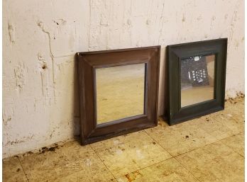 Two Small Wood Framed Mirrors