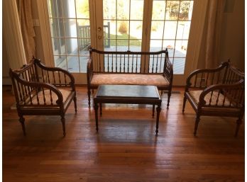 Antique Stone Top Coffee Table, Chairs & Settee