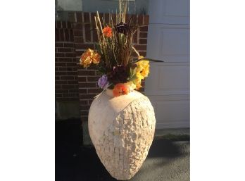 Large Vase With Faux Flowers