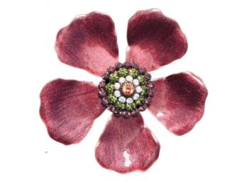 Liz Palacios SF Enameled Crystal Flower Brooch