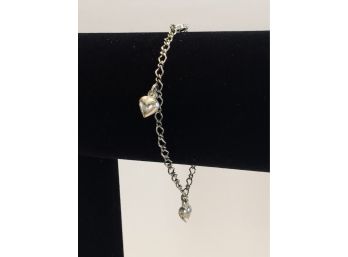 Adorable Sterling Puffed Heart Bracelet