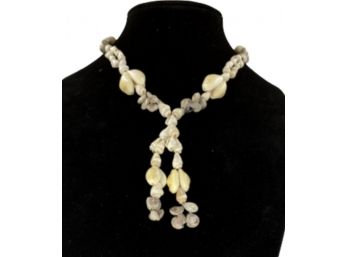 Light-Colored Shell Beaded Dangle Necklace