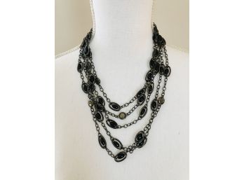 Black Bead Chain Statement Necklace