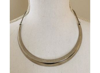 Solid Silver And Chain Collar Necklace