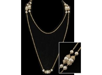 Deco-Revival Pearl & Bead Station Necklace