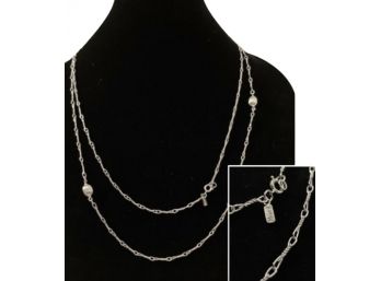 Elegant Monet Vintage Silver Long Chain Necklace