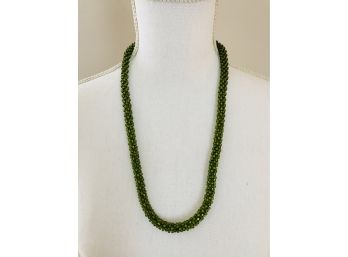 Green Beaded Necklace With Fun Dolphin Clasp