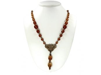 Stand-Out Amber Dangle Statement Necklace