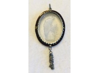 Glass Intaglio Pendant With Enamel And Tassel Detail