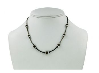 Dual-Color, Single Strand Station Bead Necklace