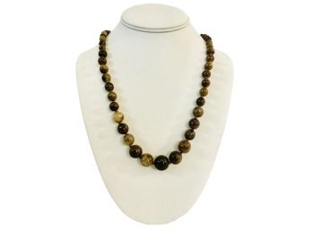 Marbled Brown Multi-Shade Bead Necklace