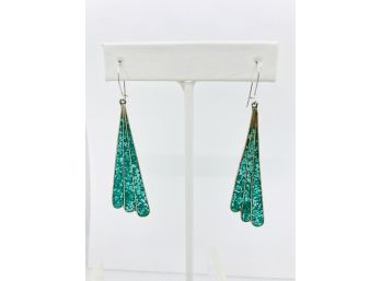 Mayan Sterling And Turquoise Angel Wing Earrings