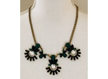 J. Crew Black And Green Floral Necklace