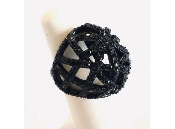 Black Glitter Dome Ring