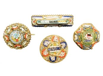 Four Venetian Mosaic Pins