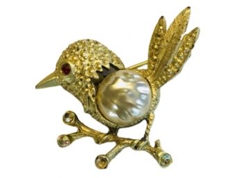 Sweet Spring Pearl Bird Pin