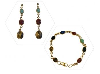 14K Scarab Earrings And Bracelet