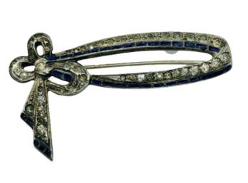 Sterling And Marcasite Bow Pin