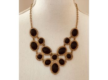 Black & Gold Jewel Statement Necklace