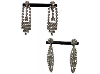 Pair Vintage Dangle Rhinestone Earrings