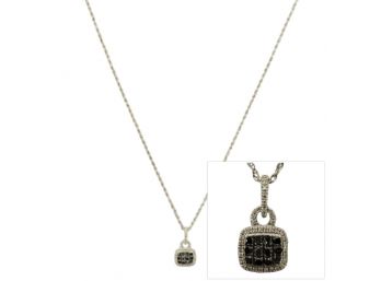 10K Black Diamond Pendant Necklace