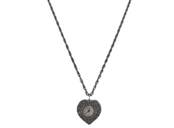 Majestron Jewel Encrusted Heart Watch Necklace