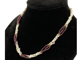 14K Garnet & Freshwater Pearl Necklace