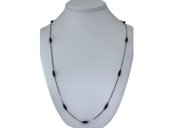 Black Pearl Bead Station Necklace
