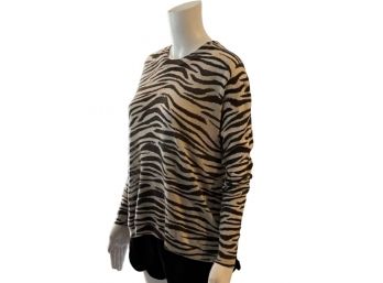 Animal Print Sweater W/ Size Zip Details, Size Small