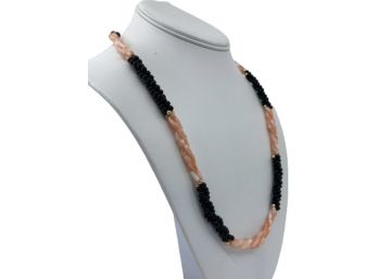 Coral & Onyx Station Necklace