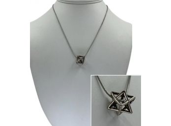 Sterling 3-D Star Pendant W/ Necklace
