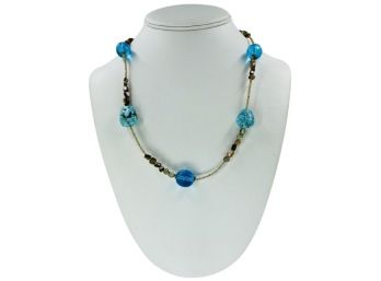 Flirty Single-Strand Turquoise Bead Station Necklace