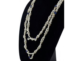 14K Yellow Gold, Lapis Lazuli & Freshwater Pearl Opera Length Necklace